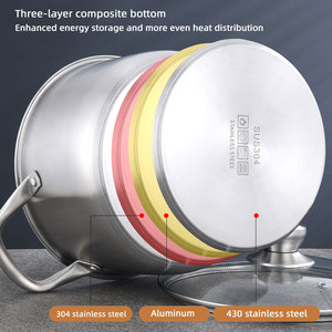Nouvel arrivage Yuedisi : Batterie <span class=keywords><strong>de</strong></span> <span class=keywords><strong>cuisine</strong></span> en acier inoxydable 304, fond triple couche, compatible induction, ensemble <span class=keywords><strong>de</strong></span> 8 casseroles et faitouts avec couvercles <span class=keywords><strong>de</strong></span> qualité. - Product Image 5