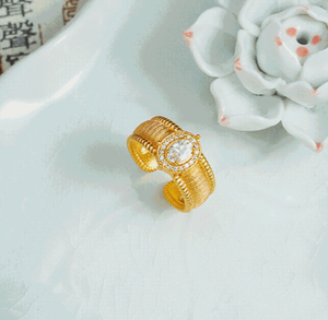 Anello <span class=keywords><strong>di</strong></span> Lusso Leggero, Stile Retrò con <span class=keywords><strong>Diamanti</strong></span> Incastonati, Accessorio Semplice e Senza Tempo - Product Image 2