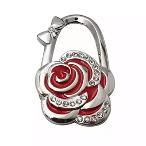 Meetee BHR-001 kustom bunga mawar lipat portabel tas gantung dompet tas kait gantungan dengan paduan gesper Tag kunci kait