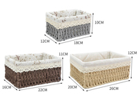 Élégant panier de rangement rectangulaire en osier avec cadre en fer et doublure en corde de papier Style élégant