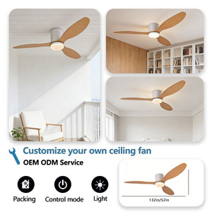 Lampadario Ventilatore a LED da 52 Pollici con Venature Naturali del Legno, Alta Potenza Eolica, Telecomando, Costruzione Moderna in Metallo, Compatibile AC 220V Agi32 - Product Image 4