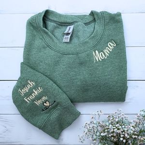 Sudadera con <span class=keywords><strong>capucha</strong></span> bordada personalizada "I Wear My Heart My Sleeve", patrón 3D, insignia frontal tejida para invierno y otoño, regalo perfecto para mamá - Product Image 5