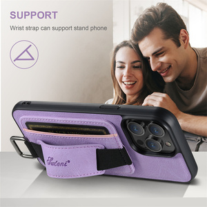 Funda de teléfono con correa de muñeca de cuero para <span class=keywords><strong>iPhone</strong></span> 15Pro Max 14 Plus 13 12 Pro <span class=keywords><strong>11</strong></span> X XS XR funda con soporte para ranura para tarjeta - Product Image 6