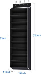 Modern Foldable Over-the-Door <b>Shoe</b> Organizer 20-Pair Hanging <b>Shoe</b> Rack Deep Pocket PVC Material Black/Grey Space Saving - Product Image 5
