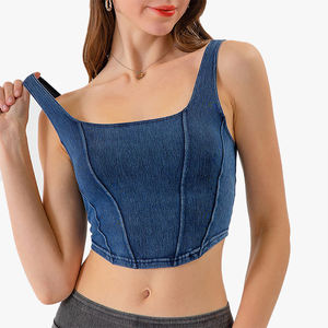 Chaleco Deportivo de Yoga de Mezclilla de Nuevo Estilo para Mujer, Top Deportivo con Espalda en Forma de U, Elástico, Ajustado, de Secado Rápido - Product Image 1