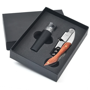 Hxy Tùy Chỉnh 2024 Phong Cách Hiện Đại Rượu Vang Mở Chai Bộ Quà Tặng <span class=keywords><strong>2</strong></span> Miếng Rose Gỗ Chân Không Cắm Nút Rượu Vang Sang Trọng Mở Bộ Hộp Quà Tặng - Product Image 1