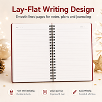 Cuaderno Espiral de Tapa Dura con Diseño de Galleta de Jengibre Navideña, Premium, al por Mayor, A5, Páginas Rayadas, Encuadernación de Doble Espiral, Regalo Navideño y Diario