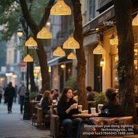 Lámpara Colgante Solar LED para Exteriores, Impermeable IP54, Diseño de Mimbre Estilo Bambú, para Turismo Cultural