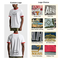 T-shirts Ringer pour Hommes à Col et Poignets Unis, 100% Coton, Coupe Classique, Impression Personnalisée, Écologiques et Respirants