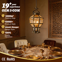 Lanterne suspendue islamique en fer de style moyen-oriental, luminaire LED en acrylique pour restaurant, hôtel, couloir, villa