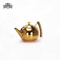 Pichet à thé et infuseur à fruits en acier inoxydable Royal Louis au design moderne, bouilloire en or et argent, pot en métal avec des éléments perlés