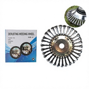 Brush Cutter <b>Wire</b> Grass <b>Trimmer</b> with 6" 8" 10" Twisted <b>Wire</b> Weeding Wheels and Dermesting Feature - Product Image 1
