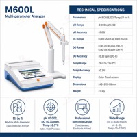 Analyseur de pH, EC, DO, ISE de précision élevée pour laboratoire, large plage de mesure, conception d'électrodes modulaires, équipement professionnel d'analyse de l'eau