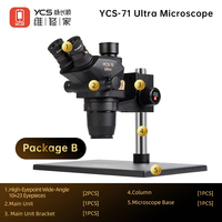 YCS 71 Ultra Microscope Professional 0.67X-45X Magnification Zoom Stereo Microscope for PCB Repair with 10X23 Eyepieces Tools