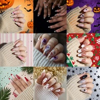 Y10 24 faux ongles à presser de styles variés, réutilisables et portables, plusieurs motifs, capsules d'ongles artificiels simples