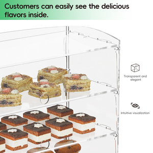 Tùy chỉnh OEM/ODM 3-Tier Acrylic bánh hiển thị Acrylic hiển thị trường hợp bánh Pastry thực phẩm đứng rõ ràng hiển thị Kệ bánh chủ tủ - Product Image 5