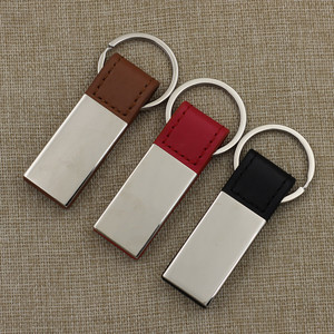 <b>Customized</b> LOGO Promotional Simple <b>Keychain</b> Rectangular Keyring Metal Leather Fashion Short Key Automobile Pendant Gift <b>Keychain</b> - Product Image 1
