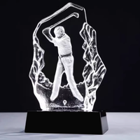 Trophée de golf personnalisé en verre cristal et métal, récompense créative pour les champions, les compétitions, les salons professionnels et les cartes de licence