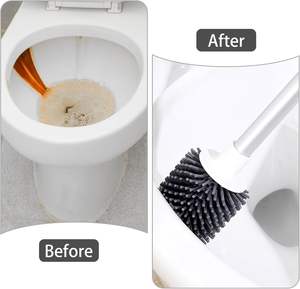 Escobilla de Inodoro Higiénica de TPR y PP con Soporte de Pared para Baño, de Acero Inoxidable y Silicona, con Diatomita - Product Image 2