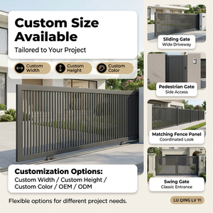 Puerta Corredera Moderna <span class=keywords><strong>de</strong></span> Aluminio, Color Gris Oscuro, con <span class=keywords><strong>Listones</strong></span> Verticales, Recubrimiento en Polvo Antioxidante, Tamaño Personalizado - Product Image 6