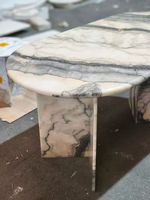 Table à manger française moderne de luxe en pierre naturelle, écologique, design, vente en gros d'usine, sur mesure pour hôtel et villa