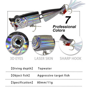 Luya Mồi 8Cm/11G Móc Lông Hai Phần Mồi Cứng Mô Phỏng Mồi Câu Cá Nhân Tạo - Product Image 4