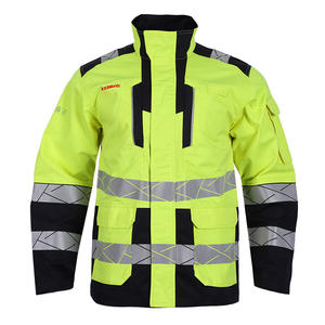 Chaqueta de Trabajo de Protección Contra Arco Eléctrico Amarillo Fluorescente, Retardante de Llama, Costuras Soldadas, Corte Regular, Ropa de Seguridad Nivel B, Protección Contra Salpicaduras - Product Image 2