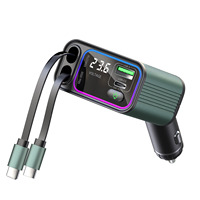 Lecteur MP3 de voiture BT 5.4, émetteur FM sans fil Bluetooth, charge rapide, câble rétractable 3-en-1, chargeur de voiture 65W+18W