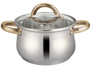 Ensemble de casseroles en acier inoxydable 6 pièces à prix abordable, avec poignée dorée, pour induction - Product Image 1