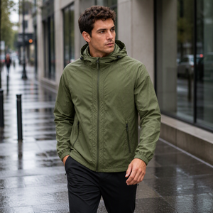 Veste coupe-vent légère pour homme, à capuche, imperméable, coupe-vent, en nylon, pour le voyage et les trajets quotidiens - Product Image 3