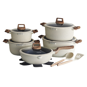 Geling - Batterie de cuisine chinoise en <span class=keywords><strong>aluminium</strong></span> moulé sous pression, 15 pièces, antiadhésive, saine, pour camping, vente en gros - Product Image 5