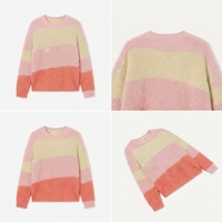 Pull en Mohair Tricoté Respirant à Rayures Amples pour Homme, Col Rond, Manches Longues, Calibre 7GG, 500g, Style Business Décontracté, ODM Automne Hiver