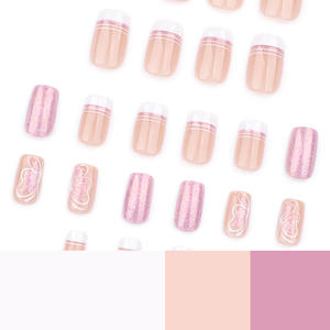 24 Uds <span class=keywords><strong>Uñas</strong></span> acrílicas hechas a máquina Simple <span class=keywords><strong>blanco</strong></span> estilo francés corto cuadrado prensa-<span class=keywords><strong>en</strong></span> dedos falsos diseño al por mayor <span class=keywords><strong>uñas</strong></span> - Product Image 4