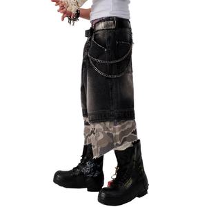 Shorts Bermuda en jean déchiré style hip-hop, motif camouflage personnalisé, vintage, délavé, déchiré, coupe ample pour hommes – Vente en gros - Product Image 3