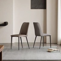 Chaises de salle à manger contemporaines de style italien, tabourets modernes minimalistes de luxe couleur crème et chaises en acier de style hôtelier