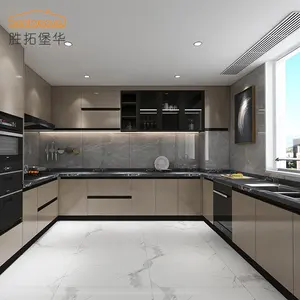 Kitchen Cabinet Wooden Wooden Complete Lacquer Wall Customers High Gloss Acrylic Custom Luxury Designs Set Modern Fitted Cupboards Kitchen Cabinets