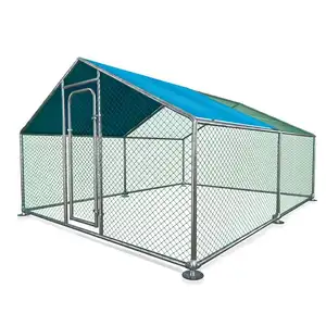 Large Metal Exercise Chicken Coop Walk-in Metal Poultry Cage Spire Shaped Coop Chicken Run with Waterproof Cover