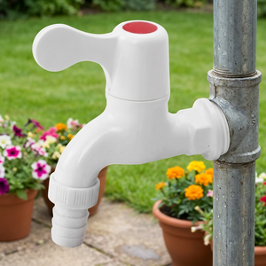Robinet d'eau moderne en PVC blanc poli, facile à installer pour lavabo et machine à laver - Product Image 3