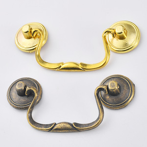 European Style <b>Cabinet</b> Door Handle Antique Bronze <b>Gold</b> Zinc Alloy Bar Shape 80mm Hole Spacing Durable Furniture Hardware - Product Image 1