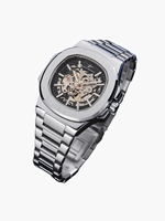 Herren Mechanische Chronograph-Uhr Herren Mechanische Uhr mit Automatikwerk Edelstahl-Armband Quadratische Uhr