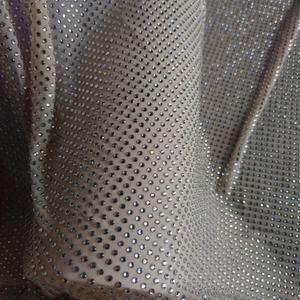 HS0116 bianco trasparente Siver DMC <span class=keywords><strong>pietre</strong></span> con Spandex maglia Glitter tessuto per abiti - Product Image 3