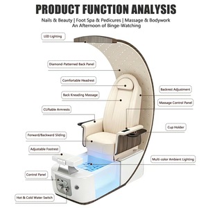 Fauteuil de pédicure électrique de luxe moderne pour spa, massage des pieds, manucure et pédicure, rose, sans plomberie, avec pompe à jets - Product Image 4
