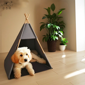 접이식 애완동물 텐트 고양이 강아지 집 펠트 동굴 침대 패딩 매트 포함, 간편한 보관 - Product Image 2