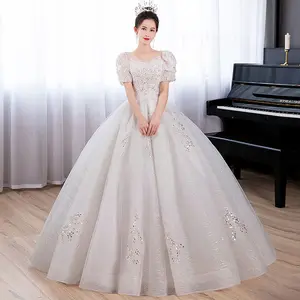 Abito da sposa bianco moda di lusso abito da ballo impero vita abiti da sposa per le donne abito da sposa per la sposa