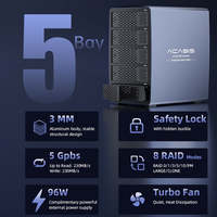 适用于 EC-7355 5 槽 3.5 英寸 SATA RAID 硬盘盒 USB 3.2 5Gbps 5x30TB 铝制外置硬盘阵列，带自动休眠功能（10 分钟）