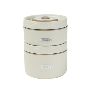 Lunchbox 304 Stainless Steel <b>Insulated</b> Double Layer With Handle Portable For Office Outdoor Use Cylinder Solid Color Plastic Lid - Product Image 5