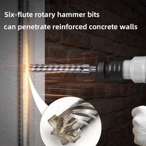 Cắt nhanh 6-Flute SDS Max búa khoan bit 5-Pit tương thích Carbide Tipped cho gạch gia cố nề - Product Image 4