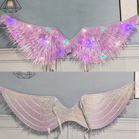 Robe d'ange néon de Noël avec ailes lumineuses en tissu, accessoires de dos pour filles, ailes de fée d'Halloween