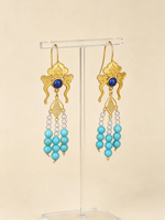 Boucles d'oreilles pendantes en argent sterling 925 plaqué or, motif nuage, turquoise et perles, style ethnique vintage, vente en gros