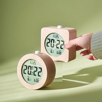 Réveil en bois massif de style nordique avec écran LCD, mouvement mécanique, fonction silencieuse, modèle artisanal 2106